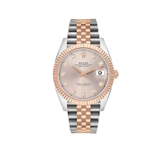 Datejust 41 Steel Everose Gold Sundust Diamond Dial Mens Watch 126331