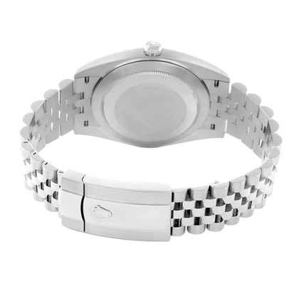 Datejust 41mm Steel White Gold Fluted Motif Dial Mens Watch 126334