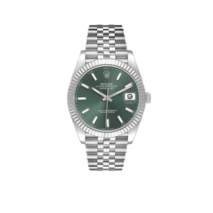 Datejust 41mm Steel White Gold Mint Green Dial Mens Watch 126334