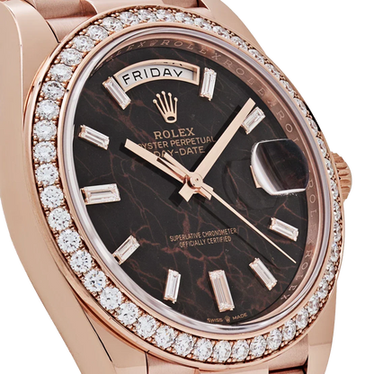 Day-Date 40 228345RBR Rose Gold Eisenkiesel Diamond Dial Diamond Bezel