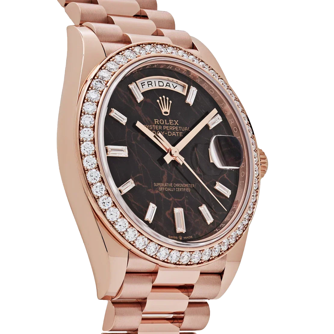 Day-Date 40 228345RBR Rose Gold Eisenkiesel Diamond Dial Diamond Bezel