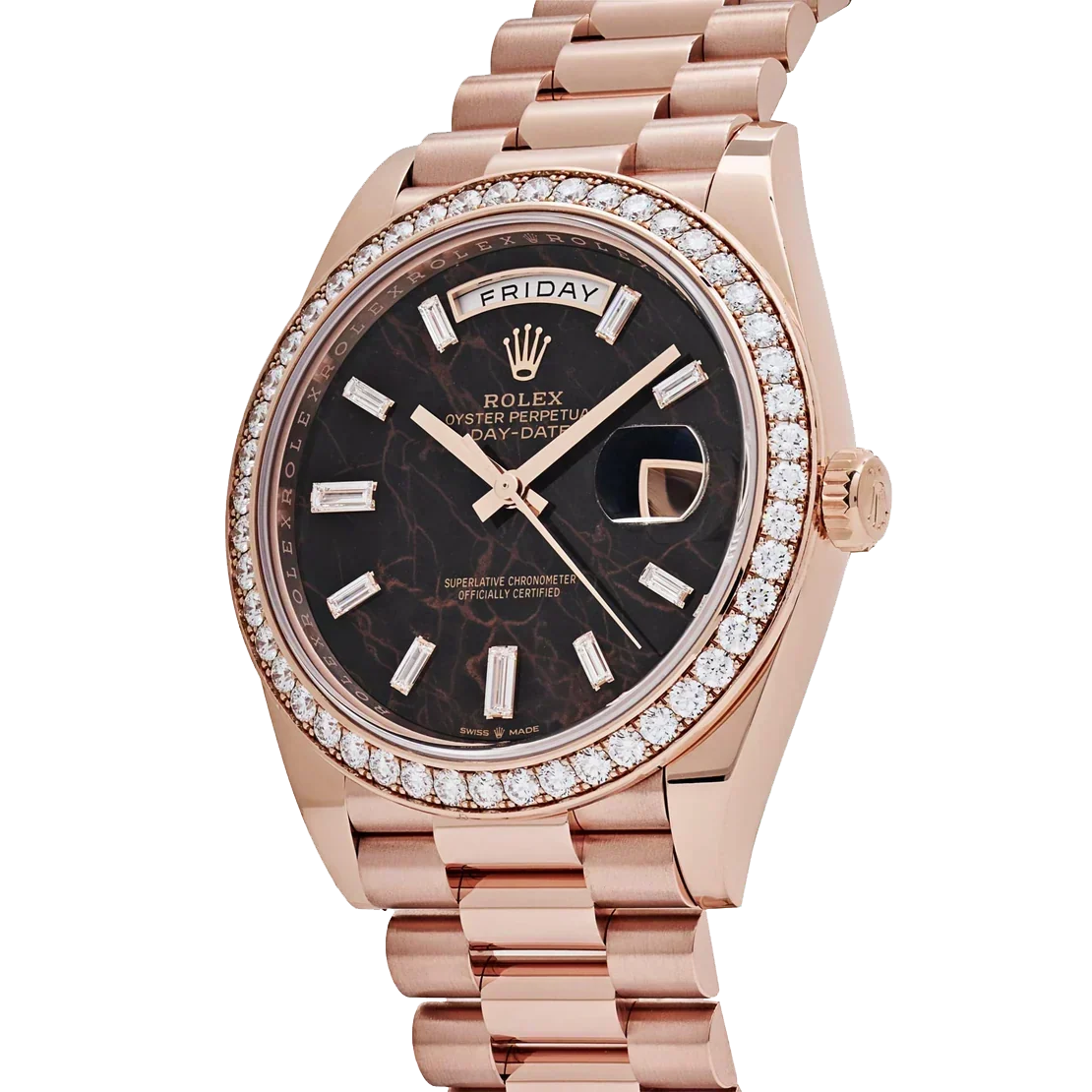 Day-Date 40 228345RBR Rose Gold Eisenkiesel Diamond Dial Diamond Bezel