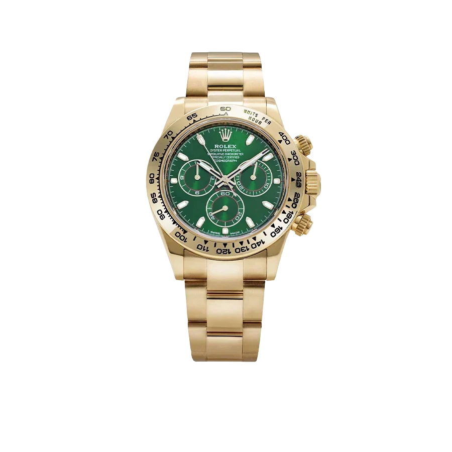 Daytona 40mm Yellow Gold John Mayer Green Dial Mens Watch 116508