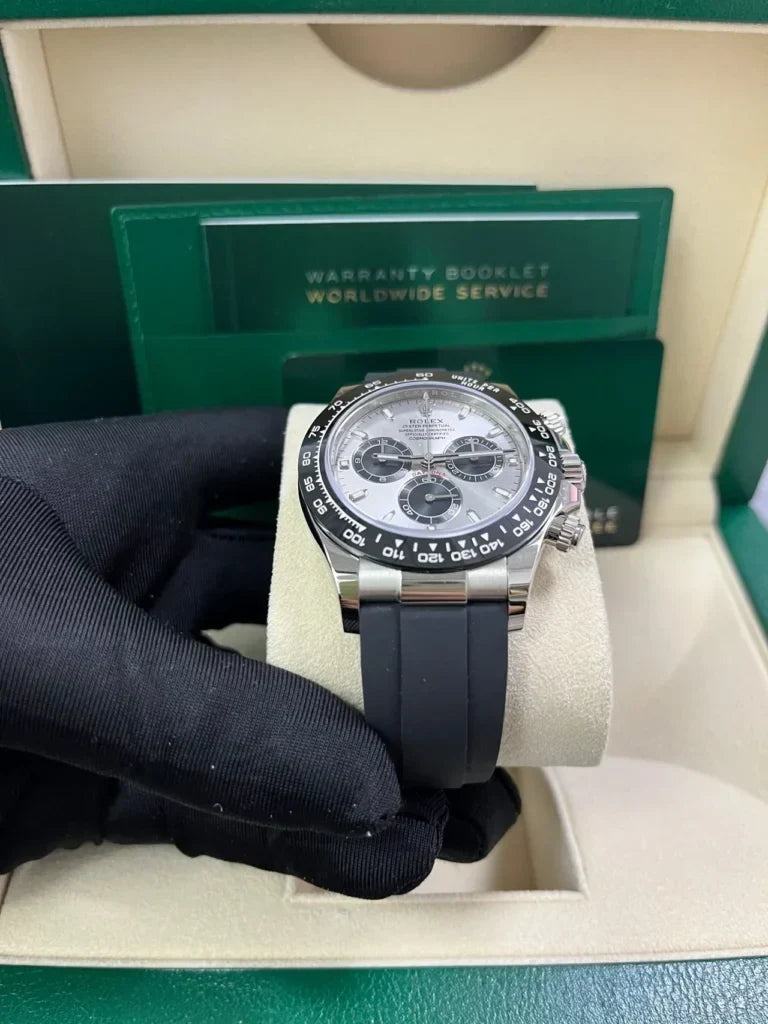 Daytona 40mm 116519 White Gold Steel Index Black Oysterflex Rubber Strap (Super Clone)