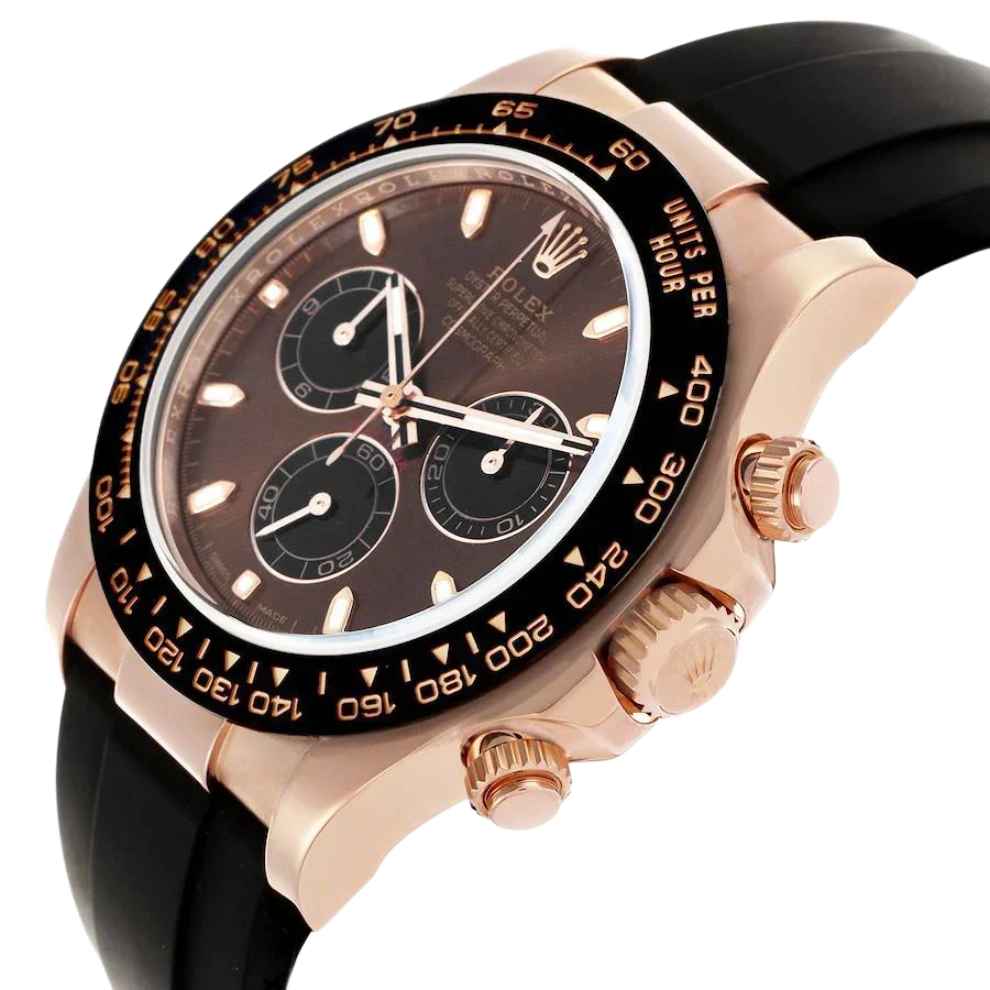 Daytona 40mm Rose Gold Oysterflex Chocolate Dial Mens Watch 116515