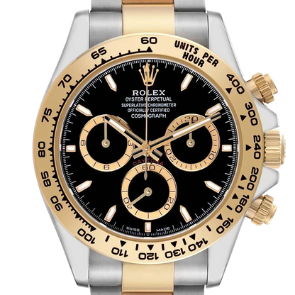 Daytona 40mm Steel Yellow Gold Black Dial Mens Watch 126503