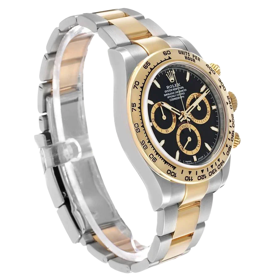 Daytona 40mm Steel Yellow Gold Black Dial Mens Watch 126503