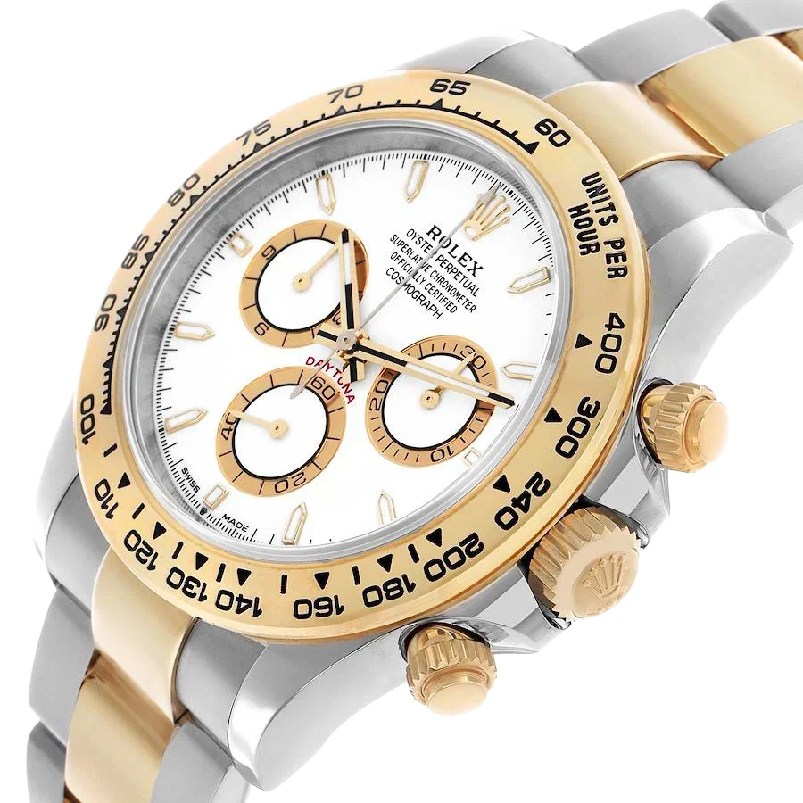 Daytona 40mm Steel Yellow Gold White Dial Mens Watch 126503