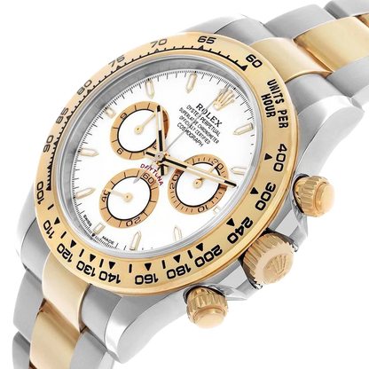 Daytona 40mm Steel Yellow Gold White Dial Mens Watch 126503