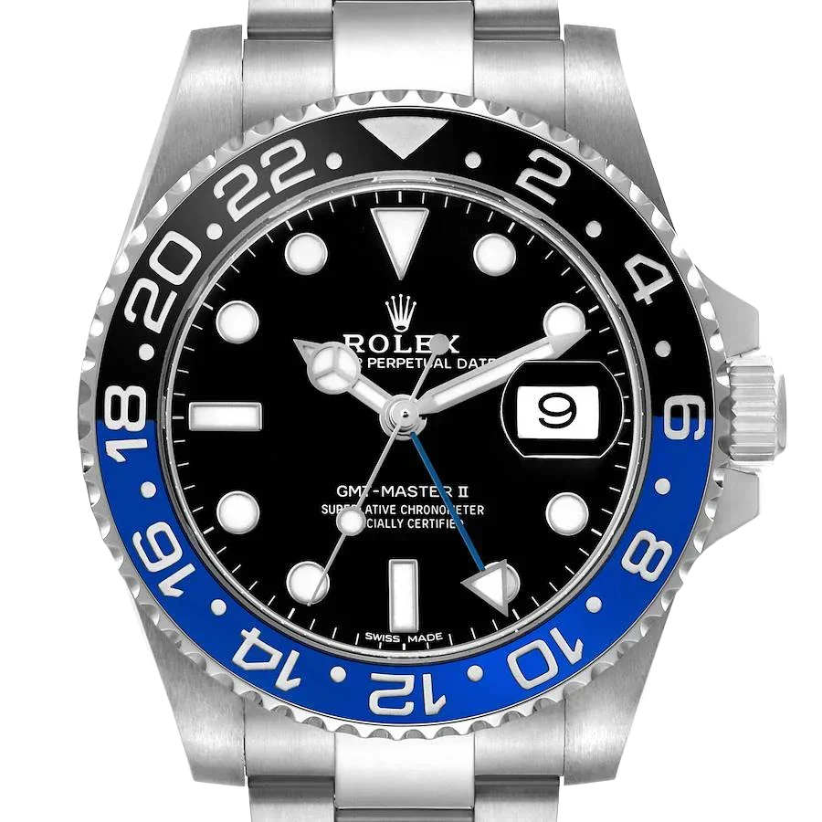 GMT Master II 40mm Steel Black Blue Batman Bezel Mens Watch 116710