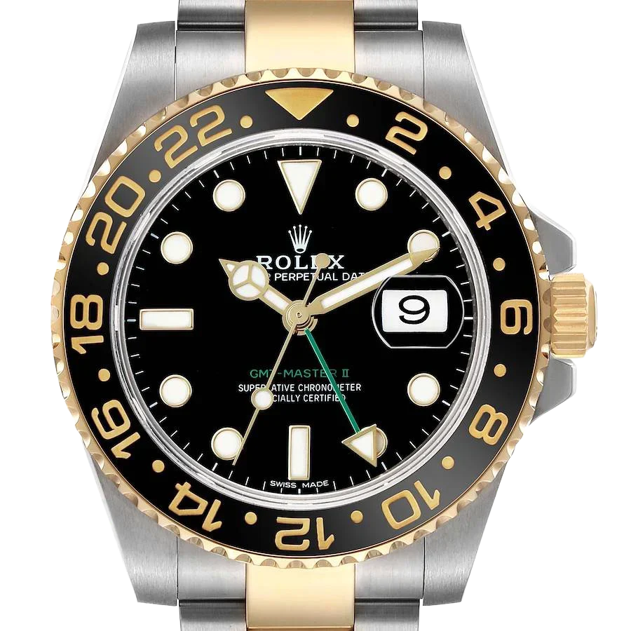 GMT Master II 40mm Steel Yellow Gold Mens Watch 116713