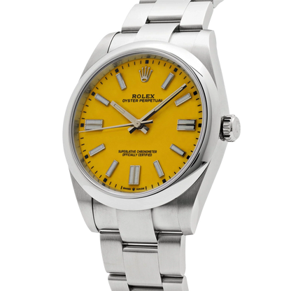Oyster Perpetual 41mm Stainless Steel Yellow Dial Men Watch 124300-0004