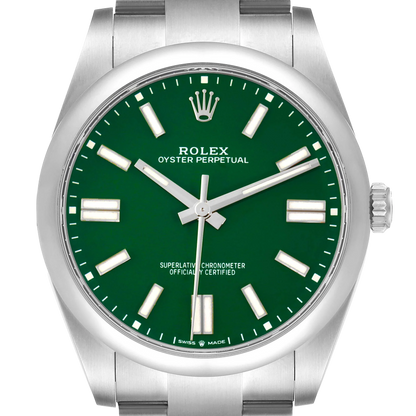 Oyster Perpetual 41mm Green Dial Steel Mens Watch 124300