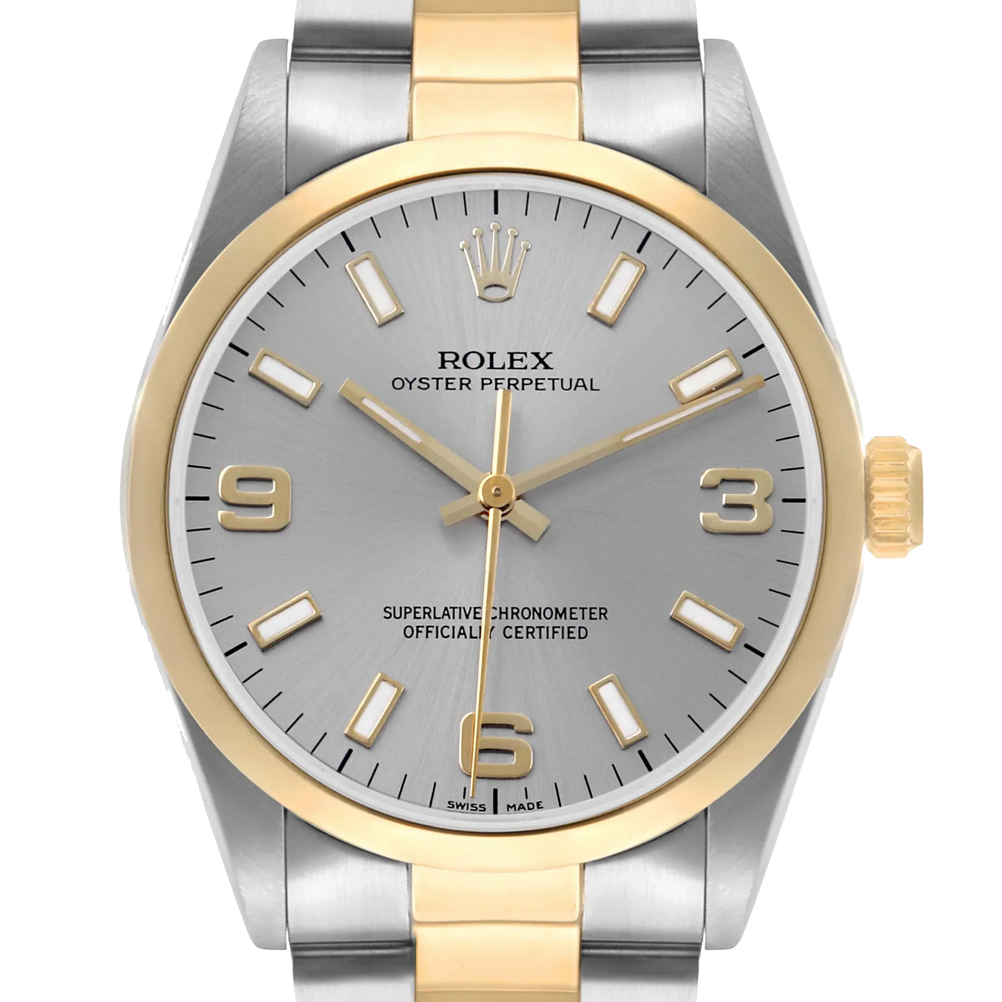 Oyster Perpetual 34mm Steel Yellow Gold Slate Dial Mens Watch 14203