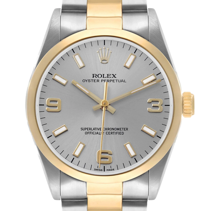 Oyster Perpetual 34mm Steel Yellow Gold Slate Dial Mens Watch 14203