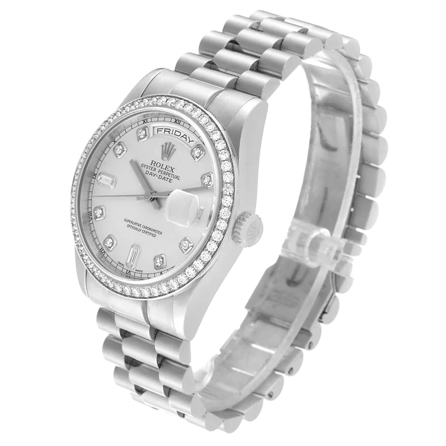 President Day-Date 36mm Platinum Diamond Mens Watch 118346