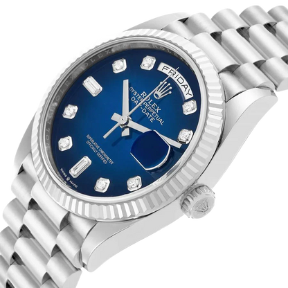 President Day-Date 36mm White Gold Ombre Diamond Dial Mens Watch 128239