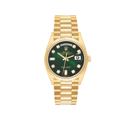 President Day-Date 36mm Yellow Gold Green Diamond Dial Mens Watch 128238