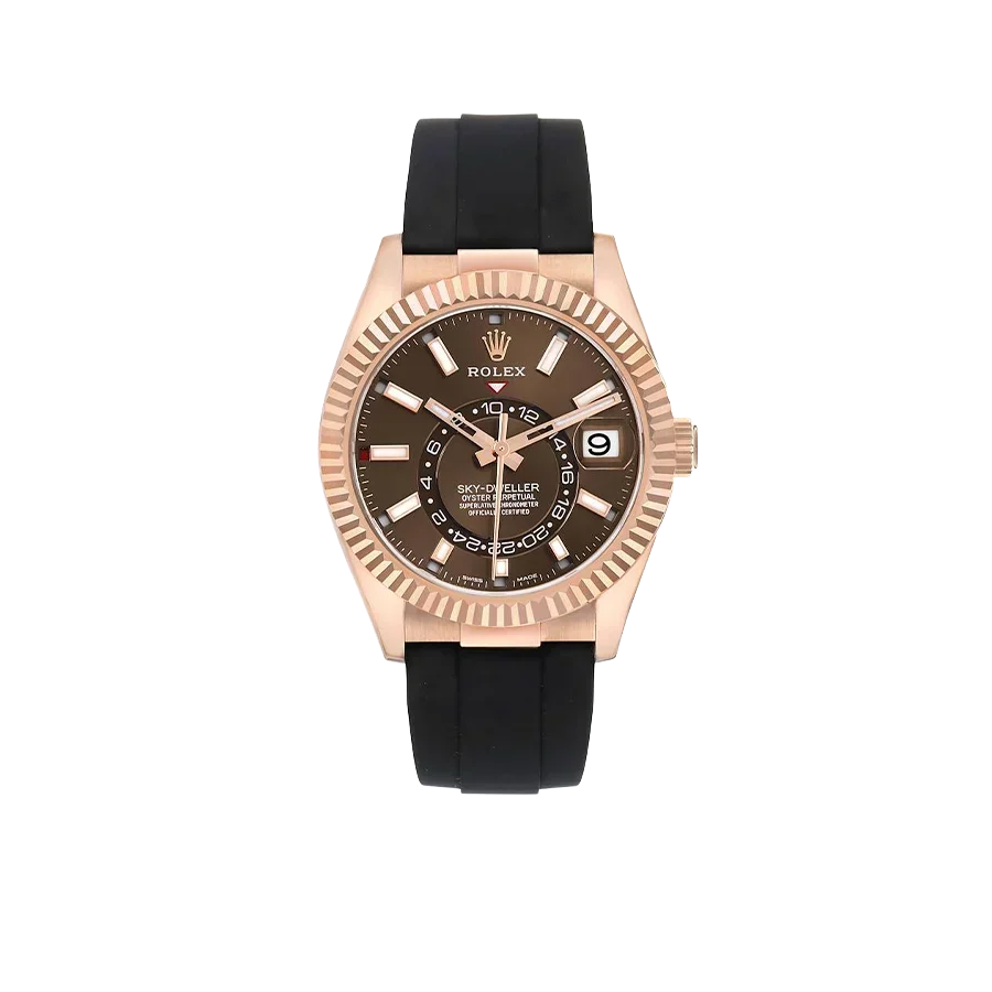 Sky-Dweller 42mm Rose Gold Chocolate Brown Dial Mens Watch 326235