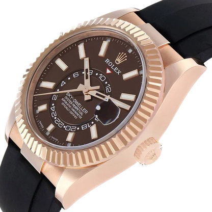 Sky-Dweller 42mm Rose Gold Chocolate Brown Dial Mens Watch 326235