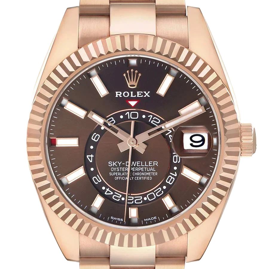 Sky-Dweller 42mm Rose Gold Chocolate Brown Dial Mens Watch 326935