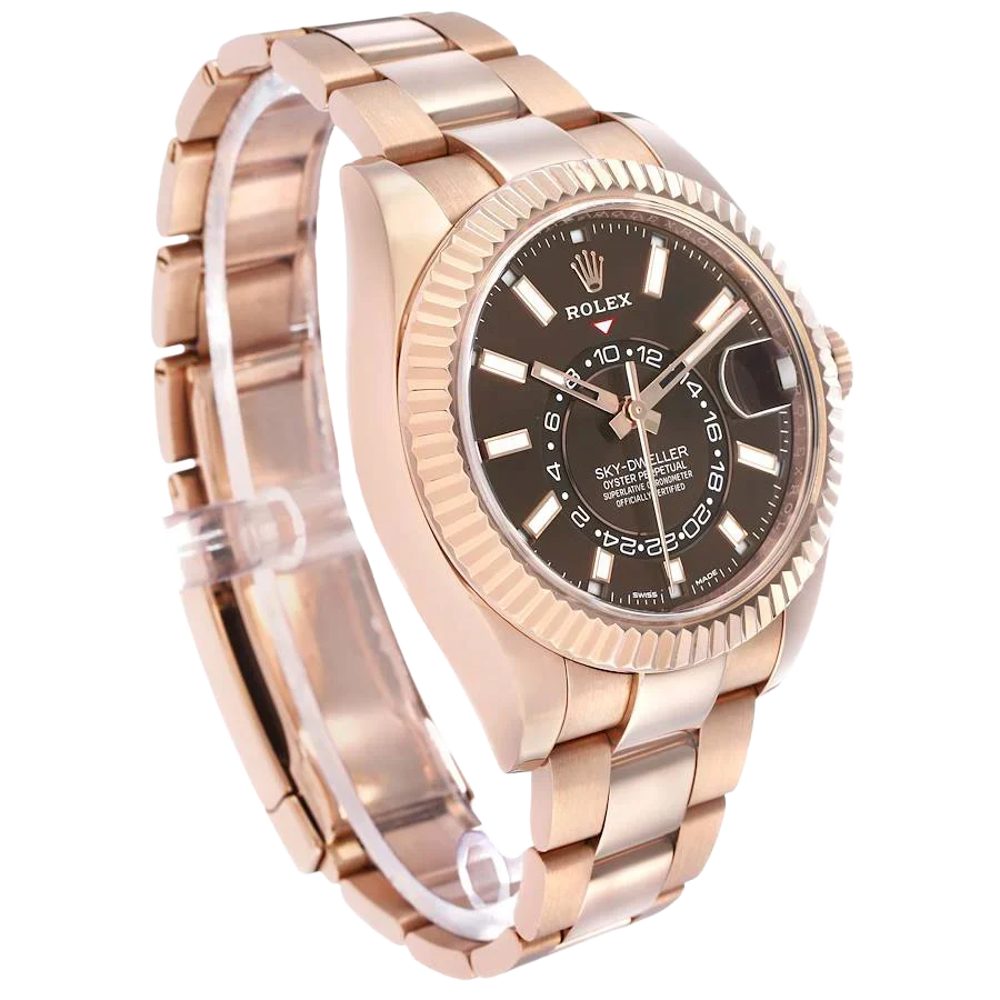 Sky-Dweller 42mm Rose Gold Chocolate Brown Dial Mens Watch 326935