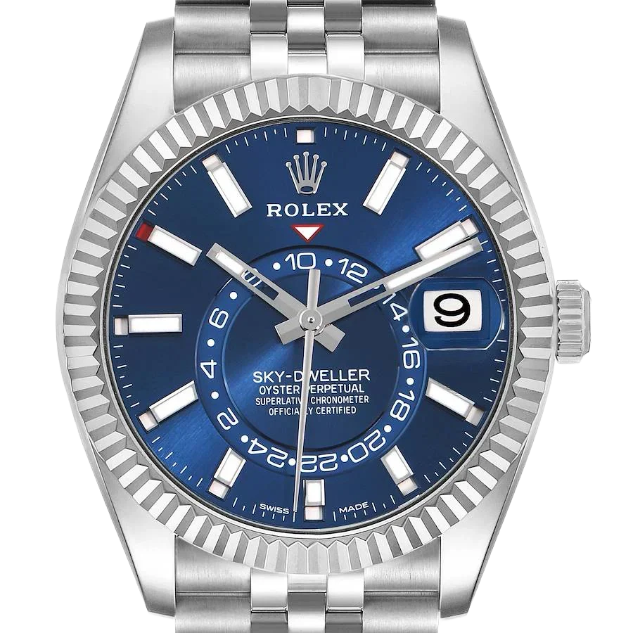 Sky-Dweller 42mm Steel White Gold Blue Dial Mens Watch 326934