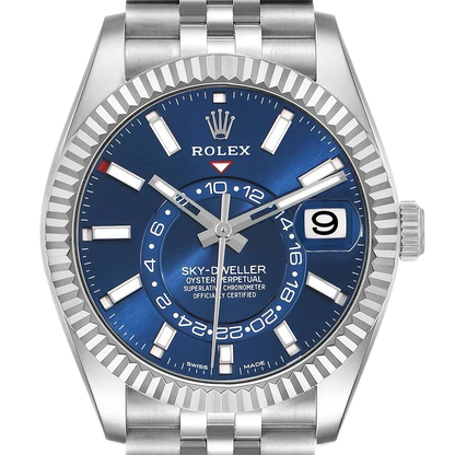 Sky-Dweller 42mm Steel White Gold Blue Dial Mens Watch 326934