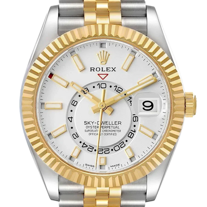 Sky-Dweller 42mm Steel Yellow Gold Silver Dial Mens Watch 326933