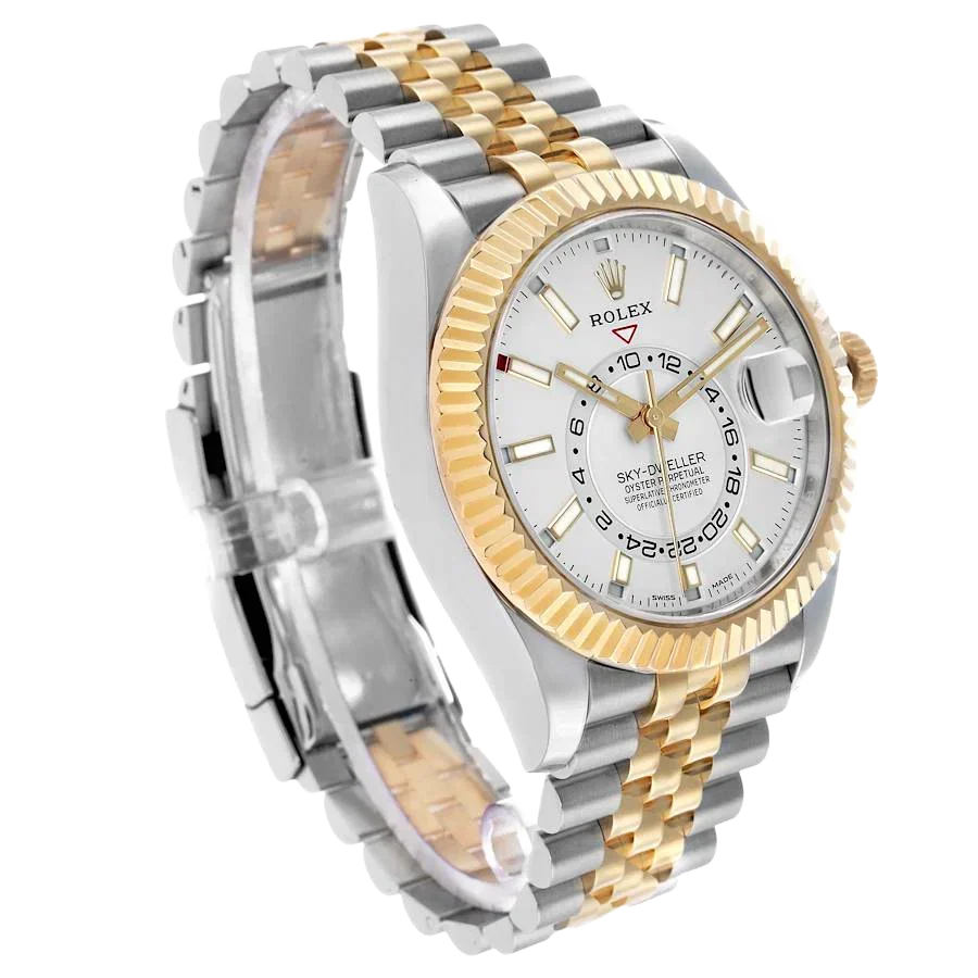 Sky-Dweller 42mm Steel Yellow Gold Silver Dial Mens Watch 326933