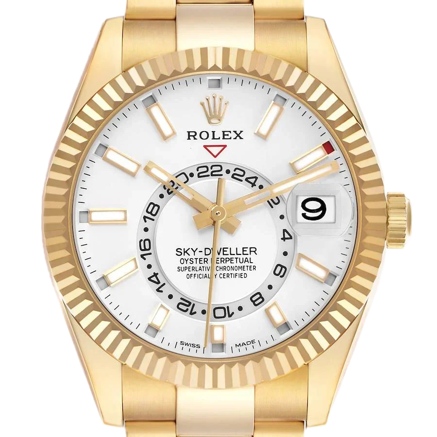 Sky-Dweller 42mm Yellow Gold White Dial Automatic Mens Watch 326938