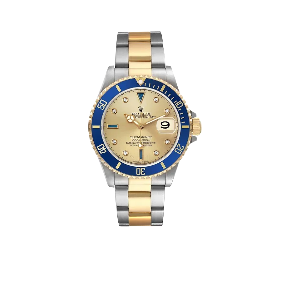 Submariner Steel Yellow Gold 40mm Diamond Serti Mens Watch 16613