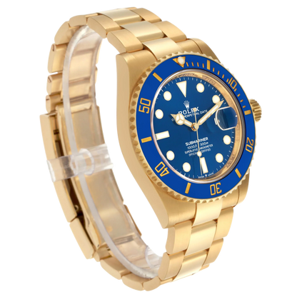 Submariner 41mm Yellow Gold Blue Dial Bezel Mens Watch 126618