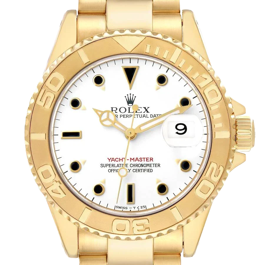 Yachtmaster 40mm Yellow Gold White Dial Mens Watch 16628