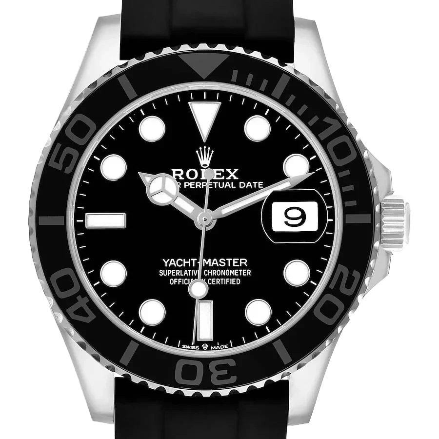 Yachtmaster 42mm White Gold Oysterflex Bracelet Mens Watch 226659