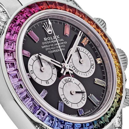 Daytona 40mm 116599RBOW Rainbow White Gold Black Dial