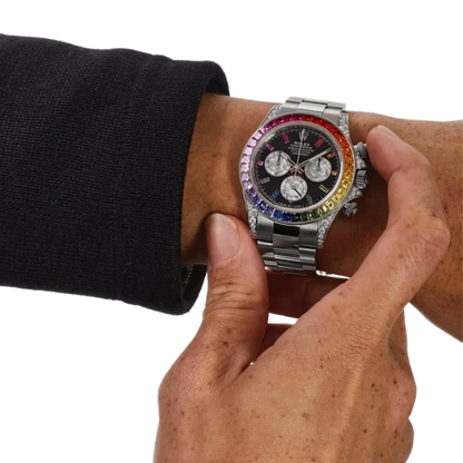 Daytona 40mm 116599RBOW Rainbow White Gold Black Dial