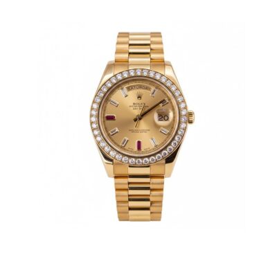 Rolex President Day-date II 41mm 218348 18k Yellow Gold Baguette Diamond & Ruby Dial